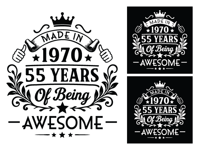Made in 1970, 55 years of being awesome Free SVG File Bundle for Members – Birthday svg
