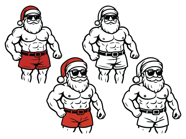 Cool Bodybuilder Santa Free SVG File Bundle for Members – Funny Christmas clipart
