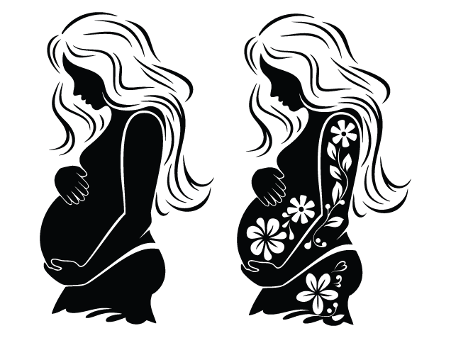 Floral Baby Bump Silhouette Free SVG File for Members – Pregnant Woman clipart