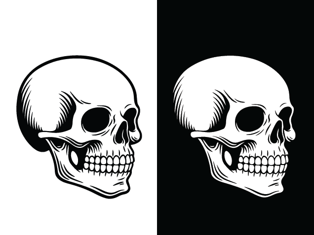 Creepy Skull side view Free SVG File for Members – Spooky Halloween clipart image