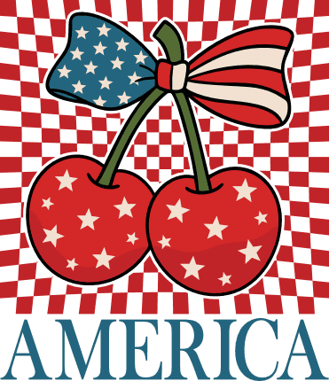 America, Cherries and USA Flag Bow Free SVG File for Members - patriotic tshirt design
