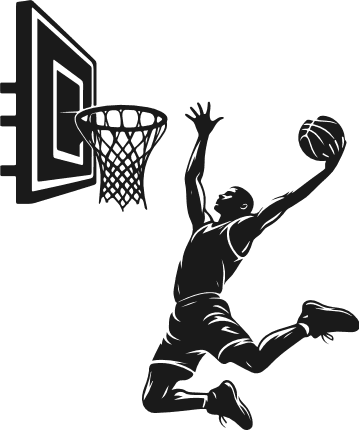 Basketball Player Slam Dunking into Hoop Free SVG File for Members - sports clipart