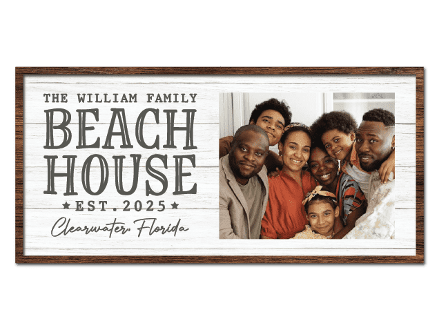 Beach House sign with custom family name Free SVG File for Members – Coastal Home Sign