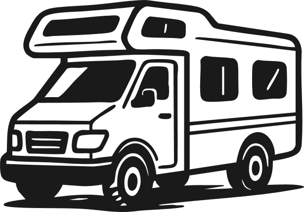 Camper Van silhouette Free SVG File for Members - Camping RV clipart image