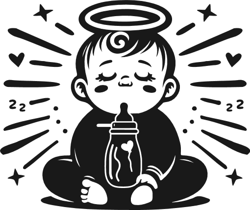 Cute Baby with Milk Bottle and Halo Free SVG File – newborn wall sticker