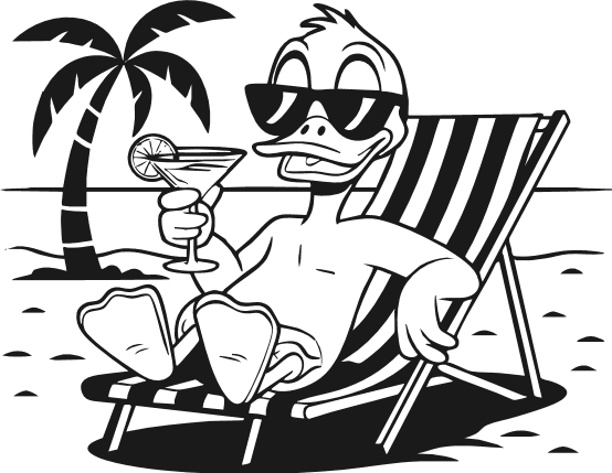 Cool Beach Duck relaxing on chair Free SVG File for Members – Summer Vacay sticker