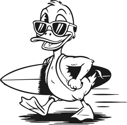 Cool Duck holding surfboard Free SVG File for Members - summer bird wall sticker