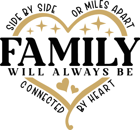 Family will always be connected by heart Free SVG File for Members - tshirt design