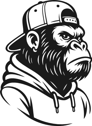 Gorilla in Hoodie and cap Free SVG File for Members – Cool Urban Ape clipart