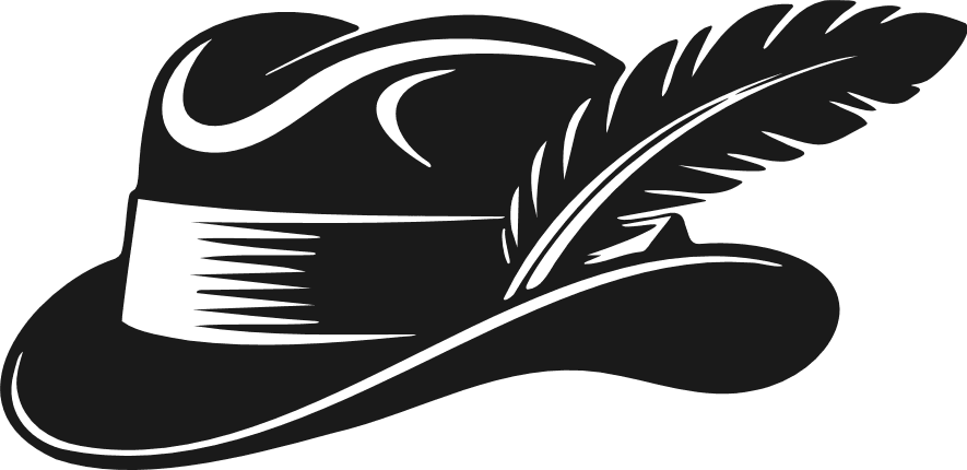Bavarian Hat silhouette Free SVG File - feathered hat clipart image