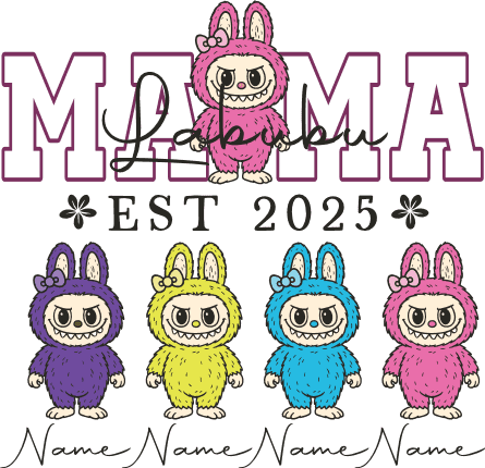 Mama Labubu, custom kids names Free SVG File for Members – personalized gift