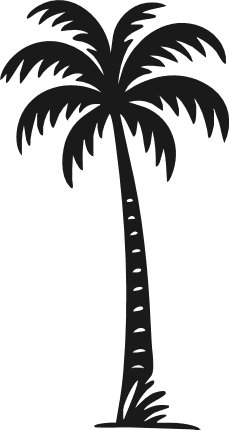 Palm Tree silhouette Free SVG File - Beach tree clipart image