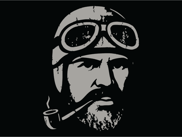 Bearded man with goggles, helmet and pipe Free SVG File for Members – Biker clipart