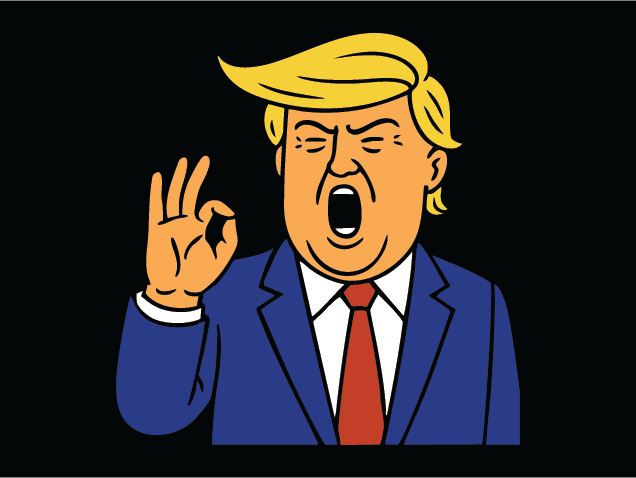 Donald Trump cartoon character with Hand Gesture Free SVG File for Members - Political clipart