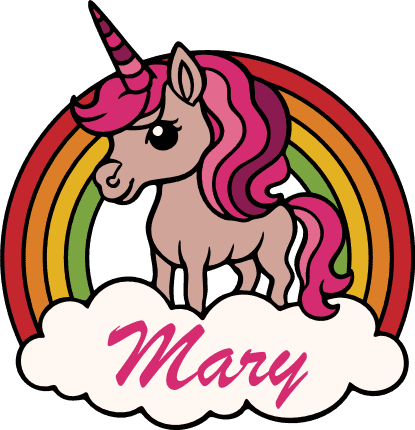 Cute Unicorn and rainbow with custom name Free SVG File for Members – baby onesie design