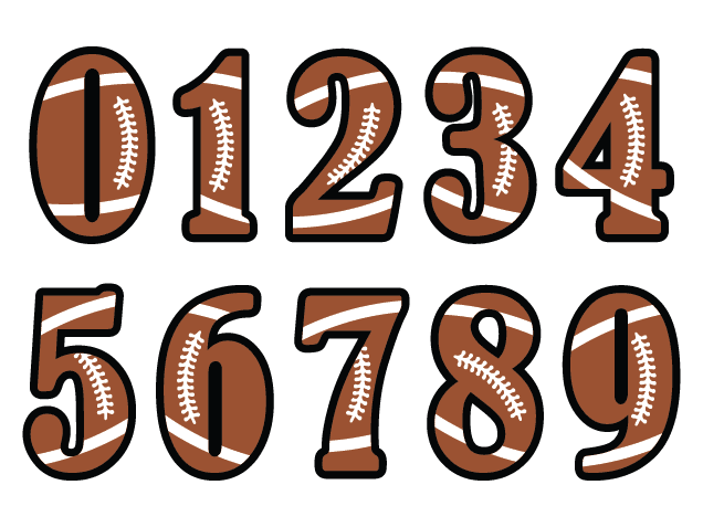 American Football print numbers 0–9 Bundle Free SVG File for Members – jersey number design