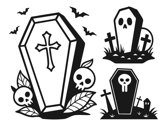Scary Coffin with skull, cross Free SVG File Bundle for Members – Halloween sticker
