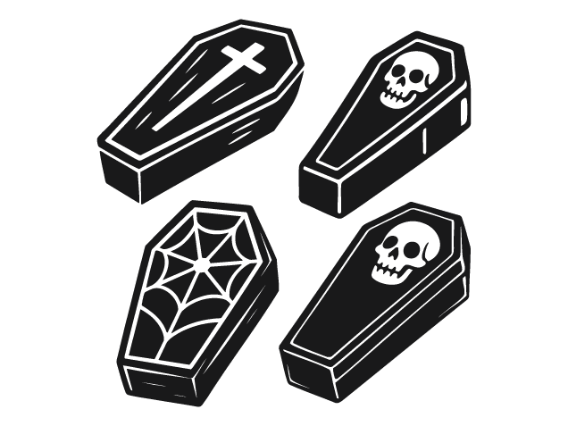 Halloween Coffin with skull, cross Free SVG File Bundle for Members – Spooky Clipart