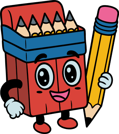 Cheerful Pencil Box Mascot Holding a Giant Pencil Free SVG File for Members – school decor