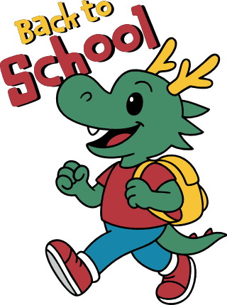 Back to School Free SVG File for Members – Cute Cartoon Dragon Mascot with Bag