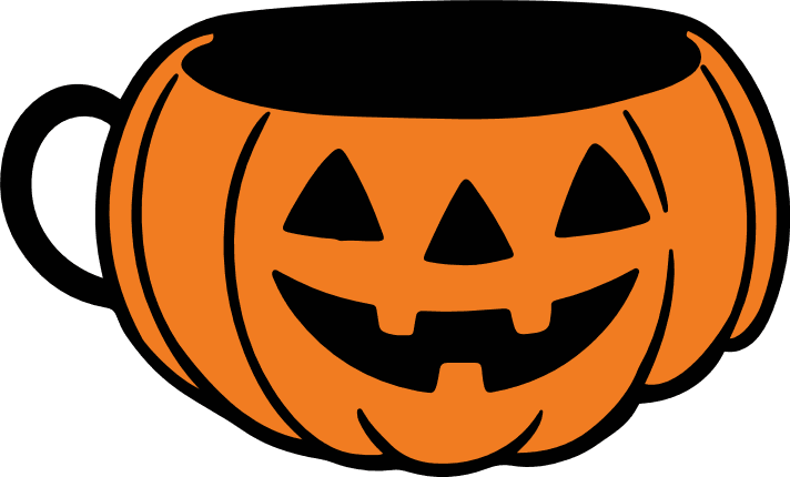 Scary Face Pumpkin Coffee Cup face Free SVG File for Members – Halloween mug clipart image