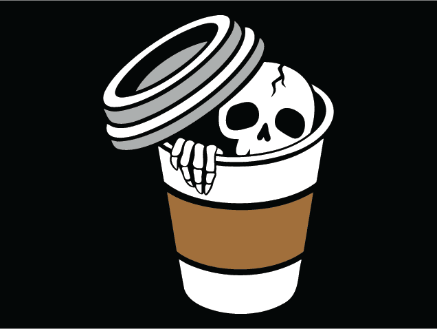 Skeleton peeking out of a coffee cup Free SVG File for Members – halloween wall sticker