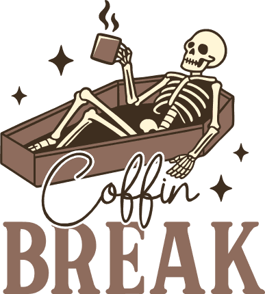 Coffin Break Free SVG File for Members – funny halloween coffee mug or cup design