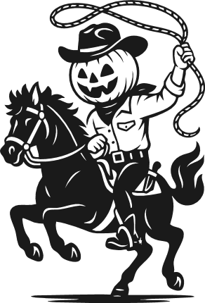 Cowboy pumpkin riding a horse Free SVG File for Members – Western halloween sticker