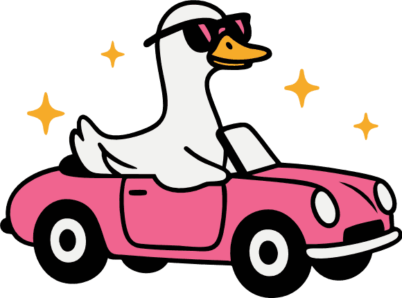 Cool Duck in Sunglasses, Driving a pink convertible Free SVG File for Members – duck in car sticker
