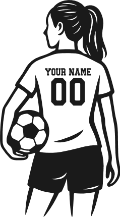 Soccer Girl Player Back pose with custom name, number Free SVG File for Members - Personalized sports svg