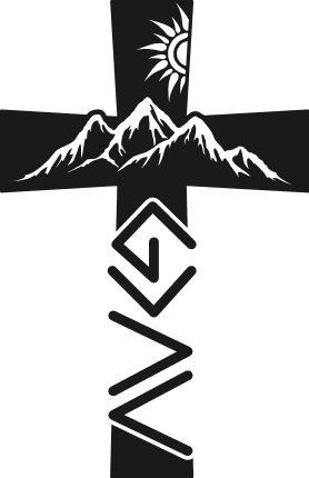 Jesus Cross with mountains, sun Free SVG File for Members – Christian symbol wall sticker