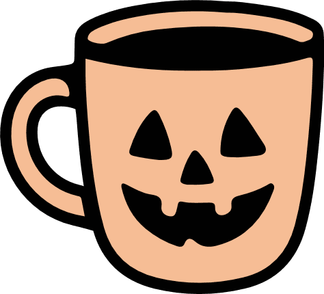 Coffee Cup with scary face Free SVG File for Members – Halloween mug clipart image