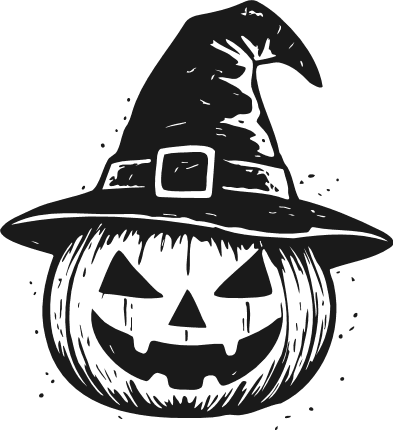 Creepy Pumpkin with witch hat Free SVG File – Halloween clipart image
