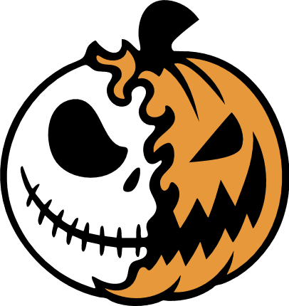 Scary Skull Pumpkin Free SVG File for Members – Halloween pumpkin clipart image
