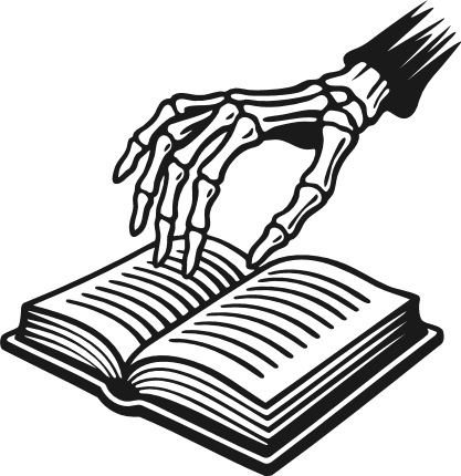 Skeleton Hand and Book Free SVG File for Members – Spooky Reading clipart image