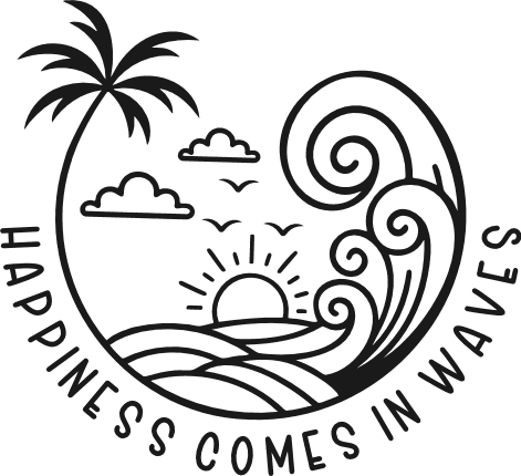 Happiness Comes in Waves Free SVG File for Members – Beach day tshirt design