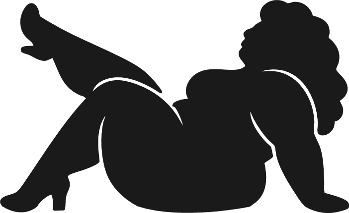 Fat woman lying pose with raising one leg silhouette Free SVG File for Members – clipart