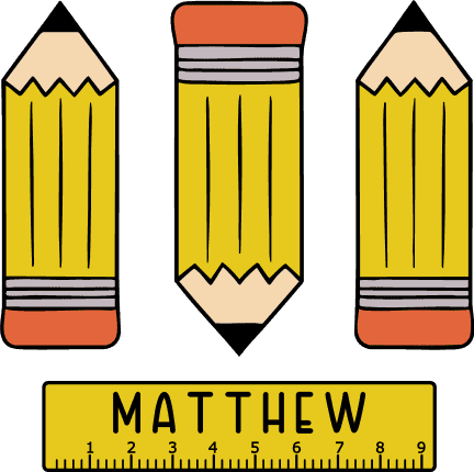 Pencil, ruler with custom name Free SVG File for Members – Stationery Clipart Image