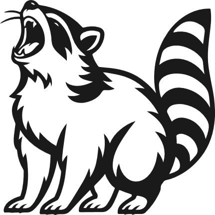 Howling Raccoon Free SVG File for Members – Open Mouth Raccoon Clipart image