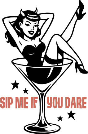 Sip Me, If You Dare Free SVG File for Members – Witch in cocktail glass, Funny Halloween sayings