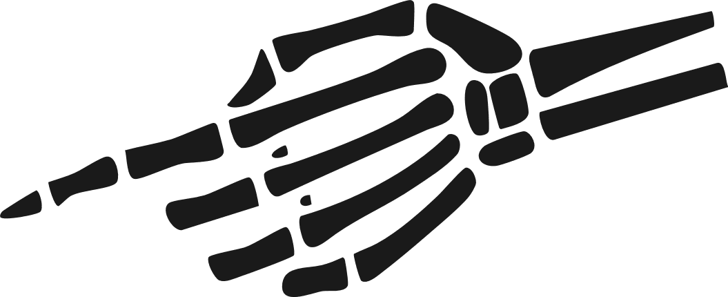 Skeleton Hand pointing finger sign silhouette Free SVG File – spooky clipart image