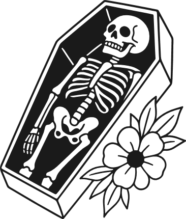 Skeleton In Floral Coffin Free SVG File for Members – Spooky Halloween wall sticker