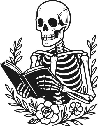 Floral Skeleton Reading a book Free SVG File for Members – spooky wall sticker