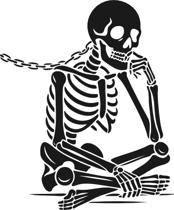 Depressed Skeleton in Chains, sitting Free SVG File for Members – Spooky Clipart