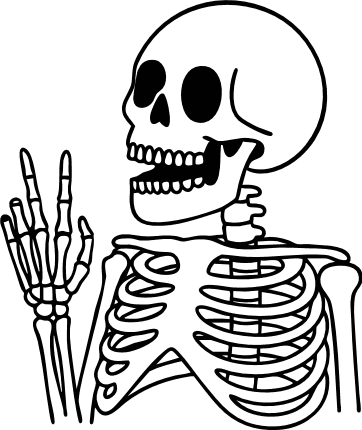 Skeleton with peace hand sign Free SVG File - halloween clipart image