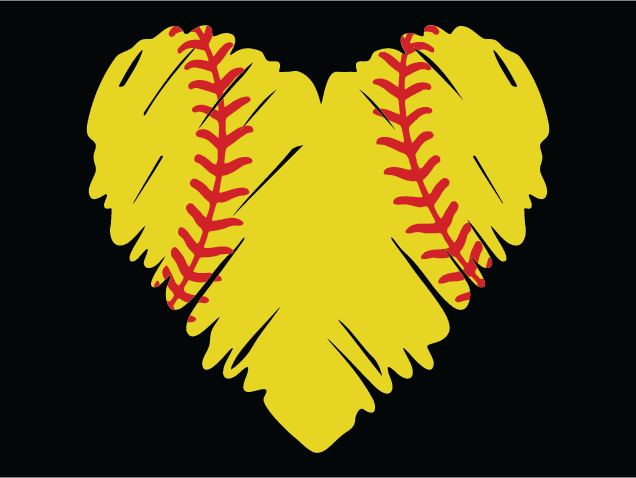 Softball Shaped Heart Free SVG File for Members – Sports clipart image