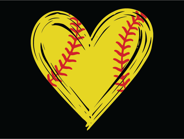 Softball Heart Free SVG File for Members – Sports clipart image