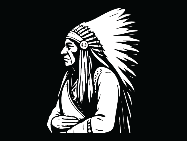 Tribal chief side profile Free SVG File for Members – Man with Feather Headdress clipart