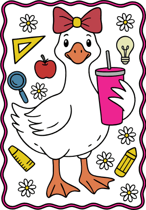 Cute Teacher Duck with bow and drink Free SVG File for Members – back to school svg