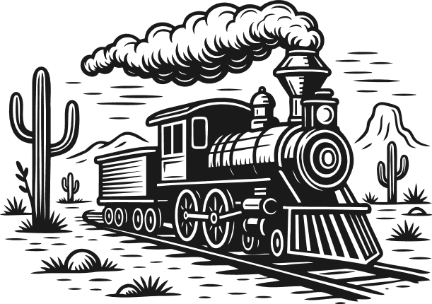 Vintage Steam Locomotive Free SVG File for Members – desert train wall sticker